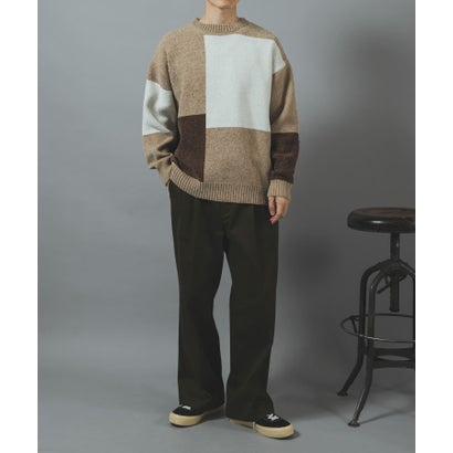 アイテムズ アーバンリサーチ ITEMS URBAN RESEARCH ブロッキングモール 真冬の正解ニット （ブラック系その他）｜詳細画像