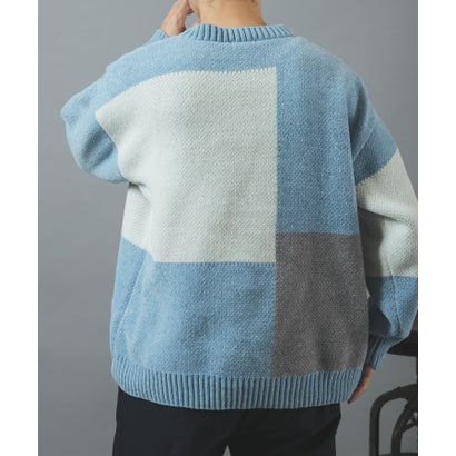 アイテムズ アーバンリサーチ ITEMS URBAN RESEARCH ブロッキングモール 真冬の正解ニット （ブルー系その他）｜詳細画像