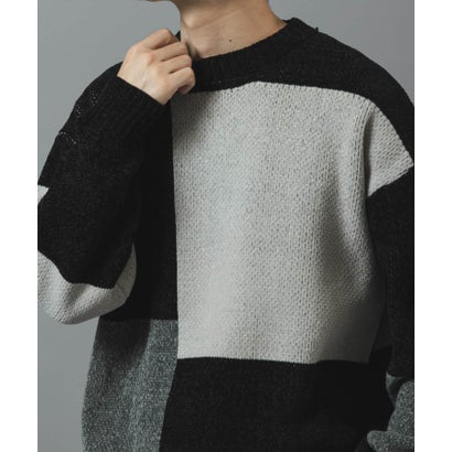 アイテムズ アーバンリサーチ ITEMS URBAN RESEARCH ブロッキングモール 真冬の正解ニット （ブルー系その他）｜詳細画像