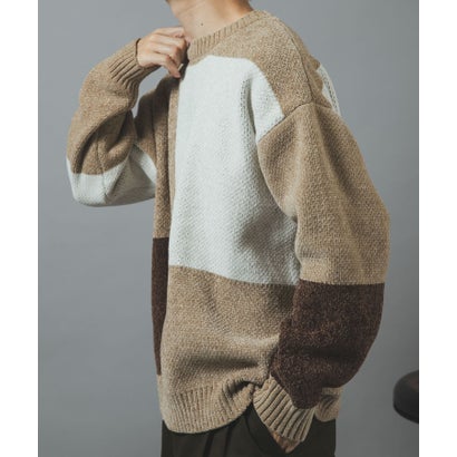 アイテムズ アーバンリサーチ ITEMS URBAN RESEARCH ブロッキングモール 真冬の正解ニット （ブルー系その他）｜詳細画像