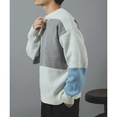 アイテムズ アーバンリサーチ ITEMS URBAN RESEARCH ブロッキングモール 真冬の正解ニット （ベージュ系その他）｜詳細画像