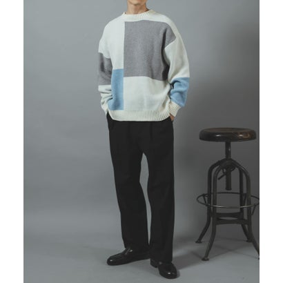 アイテムズ アーバンリサーチ ITEMS URBAN RESEARCH ブロッキングモール 真冬の正解ニット （ベージュ系その他）｜詳細画像