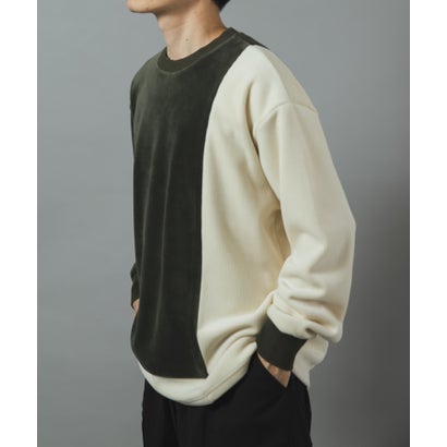 アイテムズ アーバンリサーチ ITEMS URBAN RESEARCH 発熱機能カットコール バイカラートップス （グリーン系その他）｜詳細画像