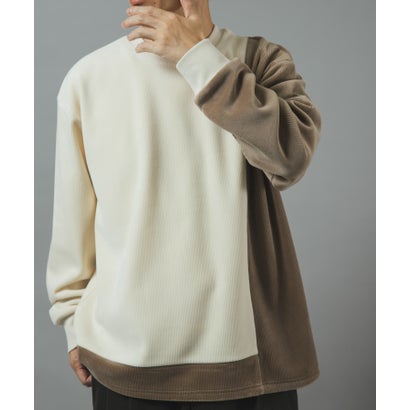 アイテムズ アーバンリサーチ ITEMS URBAN RESEARCH 発熱機能カットコール バイカラートップス （ホワイト系その他）｜詳細画像