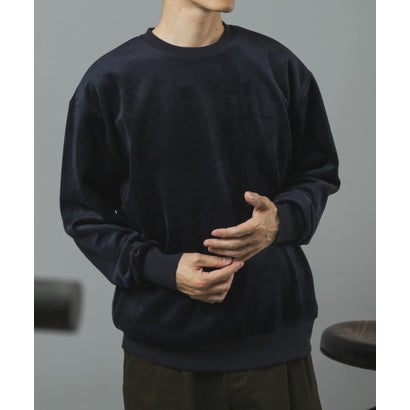 アイテムズ アーバンリサーチ ITEMS URBAN RESEARCH 発熱機能カットコール クルーネックTOPS （ネイビー）｜詳細画像