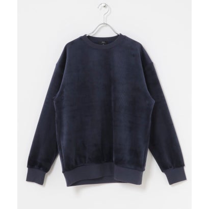 アイテムズ アーバンリサーチ ITEMS URBAN RESEARCH 発熱機能カットコール クルーネックTOPS （ネイビー）｜詳細画像