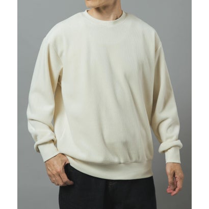 アイテムズ アーバンリサーチ ITEMS URBAN RESEARCH 発熱機能カットコール クルーネックTOPS （ネイビー）｜詳細画像