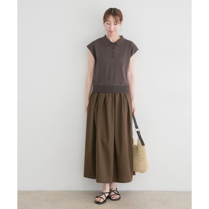 アイテムズ アーバンリサーチ ITEMS URBAN RESEARCH 『洗濯可』ポロニットドッキングワンピース （オフホワイト）｜詳細画像