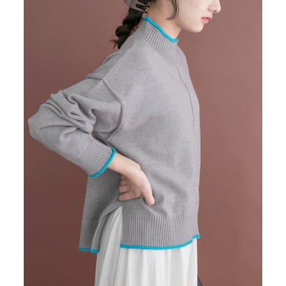 アイテムズ アーバンリサーチ ITEMS URBAN RESEARCH 『洗濯可』ハイショクハイネックニット （ネイビー）｜詳細画像