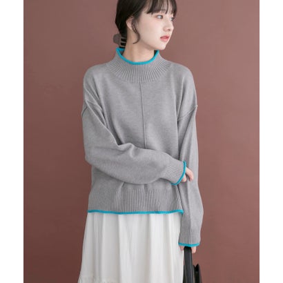 アイテムズ アーバンリサーチ ITEMS URBAN RESEARCH 『洗濯可』ハイショクハイネックニット （グレー）｜詳細画像