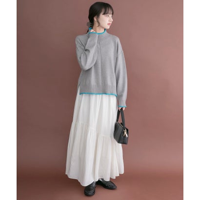 アイテムズ アーバンリサーチ ITEMS URBAN RESEARCH 『洗濯可』ハイショクハイネックニット （ライトグレー）｜詳細画像