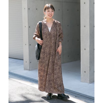 アイテムズ アーバンリサーチ ITEMS URBAN RESEARCH アートフラワープリントワンピース （ブラック）｜詳細画像