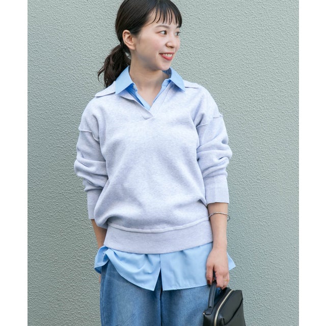 襟付きスキッパーニット （グレー）