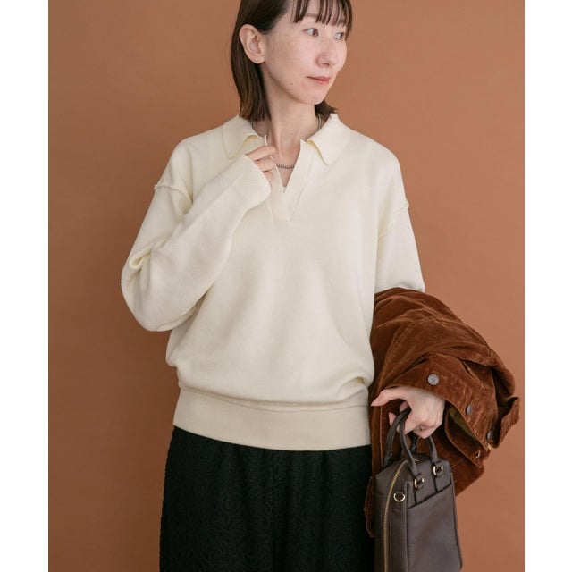 襟付きスキッパーニット （オフホワイト）
