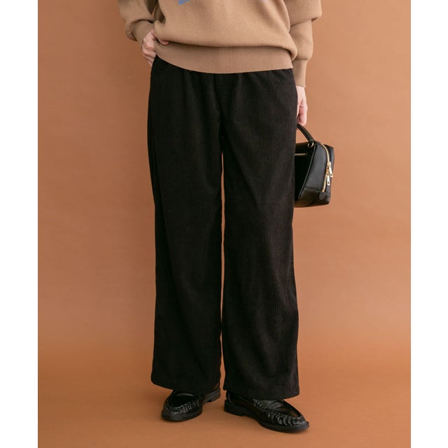 コーデュロイストレートパンツ （ブラック）