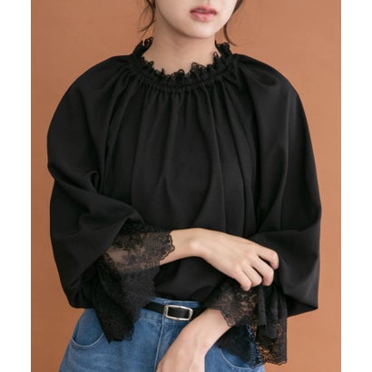 アイテムズ アーバンリサーチ ITEMS URBAN RESEARCH レースフリルギャザーブラウス （ホワイト）｜詳細画像