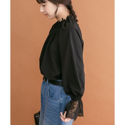 アイテムズ アーバンリサーチ ITEMS URBAN RESEARCH レースフリルギャザーブラウス （ホワイト）｜詳細画像