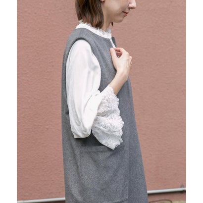 アイテムズ アーバンリサーチ ITEMS URBAN RESEARCH レースフリルギャザーブラウス （ホワイト）｜詳細画像