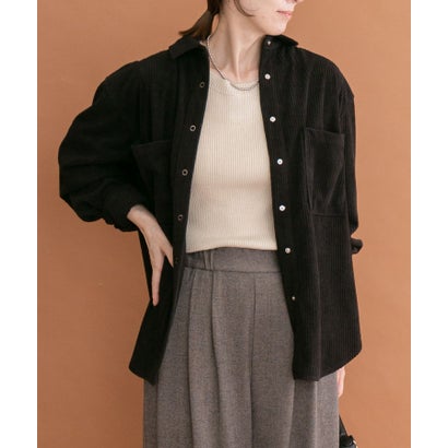 アイテムズ アーバンリサーチ ITEMS URBAN RESEARCH コーデュロイオーバーシャツ （ブラック）｜詳細画像