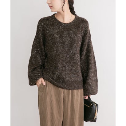 アイテムズ アーバンリサーチ ITEMS URBAN RESEARCH オーバーサイズラメニット （ブラウン）｜詳細画像