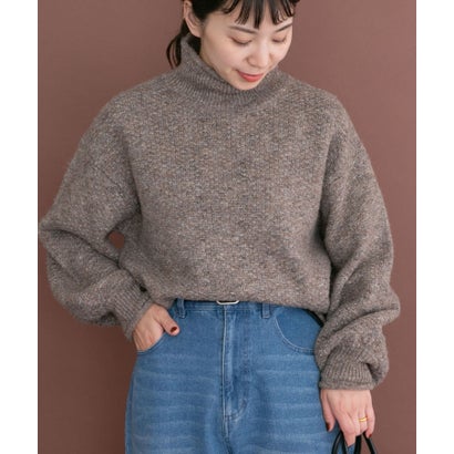 アイテムズ アーバンリサーチ ITEMS URBAN RESEARCH ネップハイネックニットプルオーバー （チャコールグレー）｜詳細画像