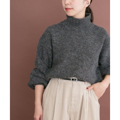 アイテムズ アーバンリサーチ ITEMS URBAN RESEARCH ネップハイネックニットプルオーバー （チャコールグレー）｜詳細画像