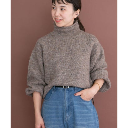 アイテムズ アーバンリサーチ ITEMS URBAN RESEARCH ネップハイネックニットプルオーバー （チャコールグレー）｜詳細画像