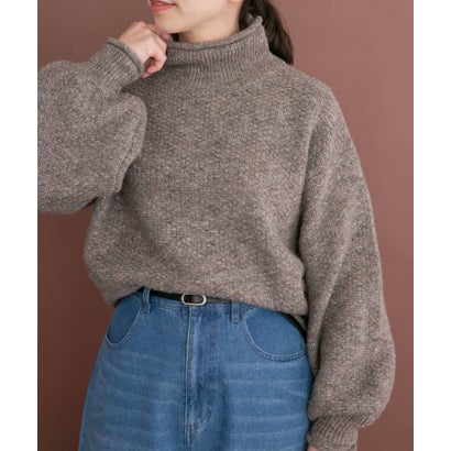 アイテムズ アーバンリサーチ ITEMS URBAN RESEARCH ネップハイネックニットプルオーバー （ライトブラウン）｜詳細画像