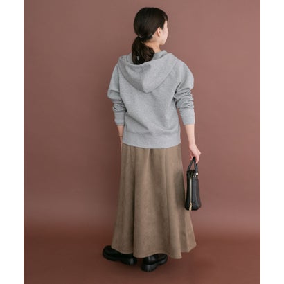 アイテムズ アーバンリサーチ ITEMS URBAN RESEARCH フェイクスエードタックフレアスカート （カーキ）｜詳細画像