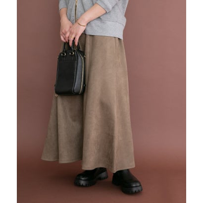 アイテムズ アーバンリサーチ ITEMS URBAN RESEARCH フェイクスエードタックフレアスカート （ベージュ系その他）｜詳細画像