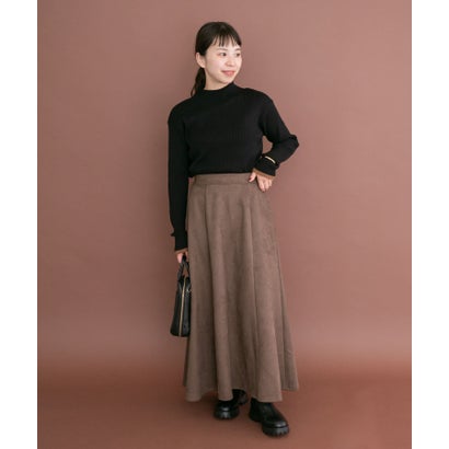 アイテムズ アーバンリサーチ ITEMS URBAN RESEARCH フェイクスエードタックフレアスカート （ブラウン）｜詳細画像