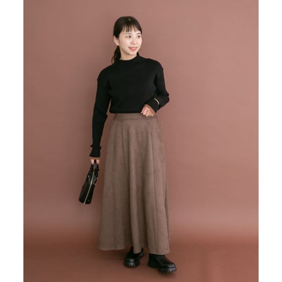 アイテムズ アーバンリサーチ ITEMS URBAN RESEARCH フェイクスエードタックフレアスカート （ブラウン）｜詳細画像