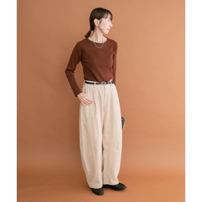 アイテムズ アーバンリサーチ ITEMS URBAN RESEARCH 『洗濯可』フワフワクルーネックリブニット （ブラウン）｜詳細画像