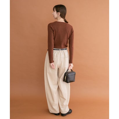 アイテムズ アーバンリサーチ ITEMS URBAN RESEARCH 『洗濯可』フワフワクルーネックリブニット （ブラウン）｜詳細画像