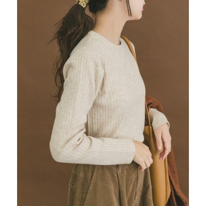アイテムズ アーバンリサーチ ITEMS URBAN RESEARCH 『洗濯可』フワフワクルーネックリブニット （ブラウン）｜詳細画像