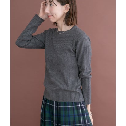 アイテムズ アーバンリサーチ ITEMS URBAN RESEARCH 『洗濯可』フワフワクルーネックリブニット （ブラウン）｜詳細画像