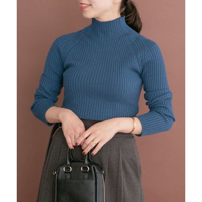 アイテムズ アーバンリサーチ ITEMS URBAN RESEARCH 『洗濯可』モチモチハイネックリブニット （ブルー）｜詳細画像