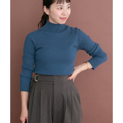 アイテムズ アーバンリサーチ ITEMS URBAN RESEARCH 『洗濯可』モチモチハイネックリブニット （ブルー）｜詳細画像