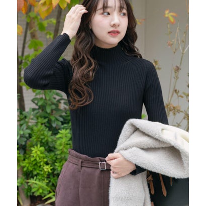 アイテムズ アーバンリサーチ ITEMS URBAN RESEARCH 『洗濯可』モチモチハイネックリブニット （ブルー）｜詳細画像