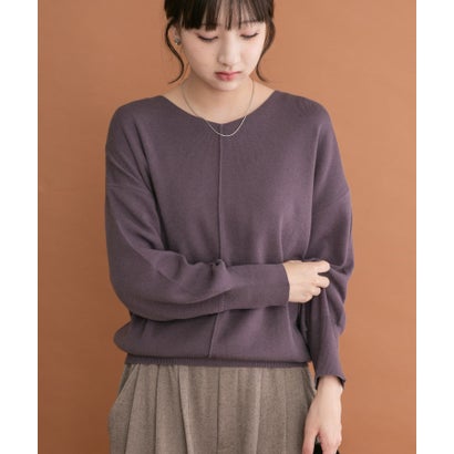 アイテムズ アーバンリサーチ ITEMS URBAN RESEARCH 『洗濯可』アウトリンキングVネックニット （パープル）｜詳細画像