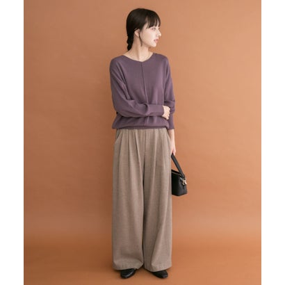 アイテムズ アーバンリサーチ ITEMS URBAN RESEARCH 『洗濯可』アウトリンキングVネックニット （パープル）｜詳細画像