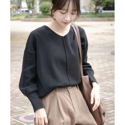 アイテムズ アーバンリサーチ ITEMS URBAN RESEARCH 『洗濯可』アウトリンキングVネックニット （パープル）｜詳細画像