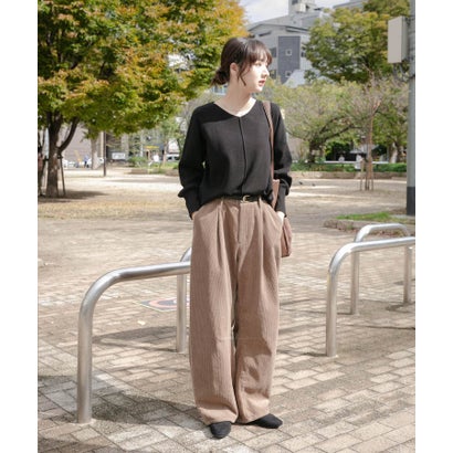 アイテムズ アーバンリサーチ ITEMS URBAN RESEARCH 『洗濯可』アウトリンキングVネックニット （パープル）｜詳細画像