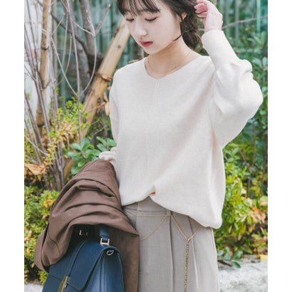アイテムズ アーバンリサーチ ITEMS URBAN RESEARCH 『洗濯可』アウトリンキングVネックニット （パープル）｜詳細画像