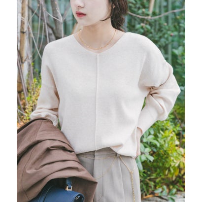 アイテムズ アーバンリサーチ ITEMS URBAN RESEARCH 『洗濯可』アウトリンキングVネックニット （パープル）｜詳細画像