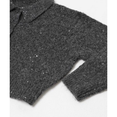 アイテムズ アーバンリサーチ ITEMS URBAN RESEARCH スパンコールポロニットカーディガン （オフホワイト）｜詳細画像