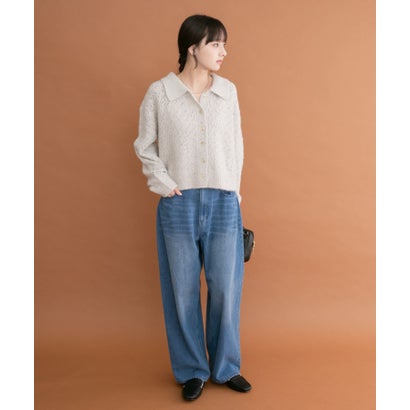アイテムズ アーバンリサーチ ITEMS URBAN RESEARCH スパンコールポロニットカーディガン （チャコールグレー）｜詳細画像