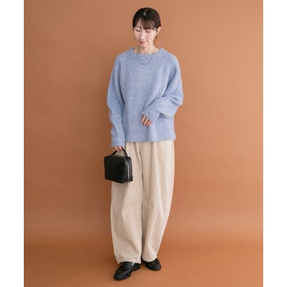 アイテムズ アーバンリサーチ ITEMS URBAN RESEARCH メランジボトルネックニット （ブルー）｜詳細画像