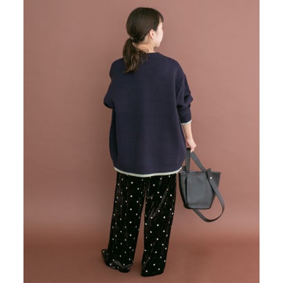 アイテムズ アーバンリサーチ ITEMS URBAN RESEARCH スウェットライクハイショクニット （ネイビー）｜詳細画像