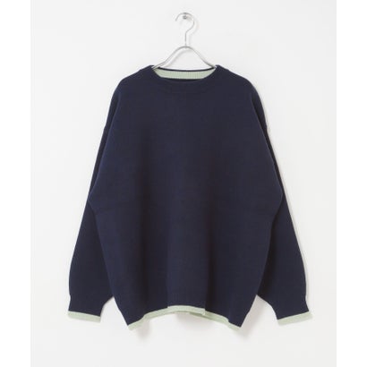 アイテムズ アーバンリサーチ ITEMS URBAN RESEARCH スウェットライクハイショクニット （ネイビー）｜詳細画像
